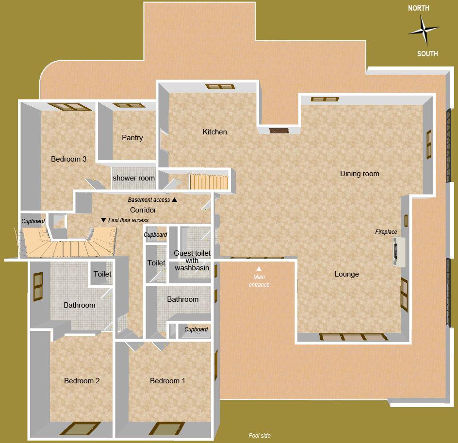 Garden-level architectural plan